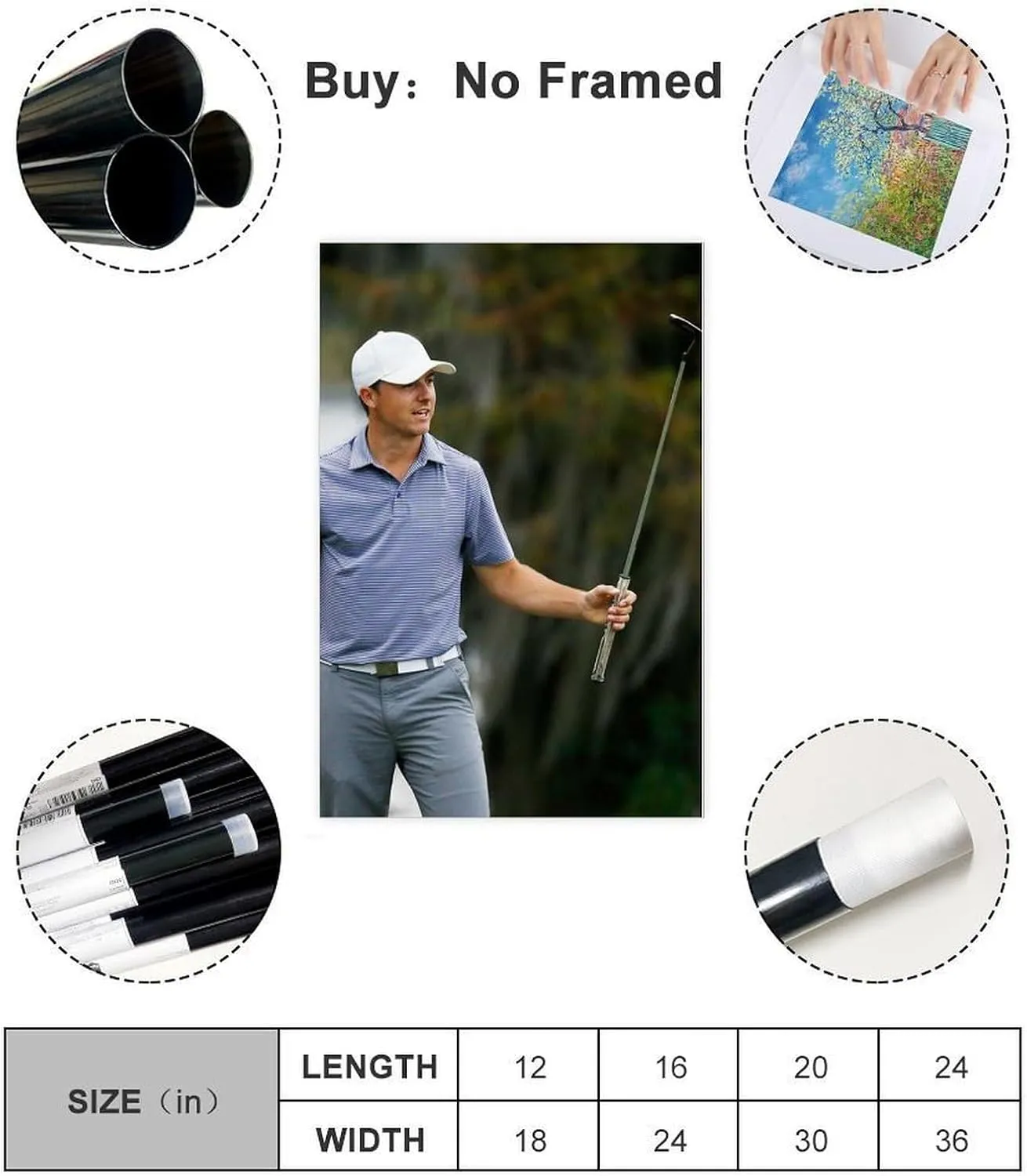 Jordan Spieth Golf Poster12 Canvas Poster Wall Art Decor Print Picture Paintings for Living Room Bedroom Decoration Unframe:12x18inch(30x45cm)