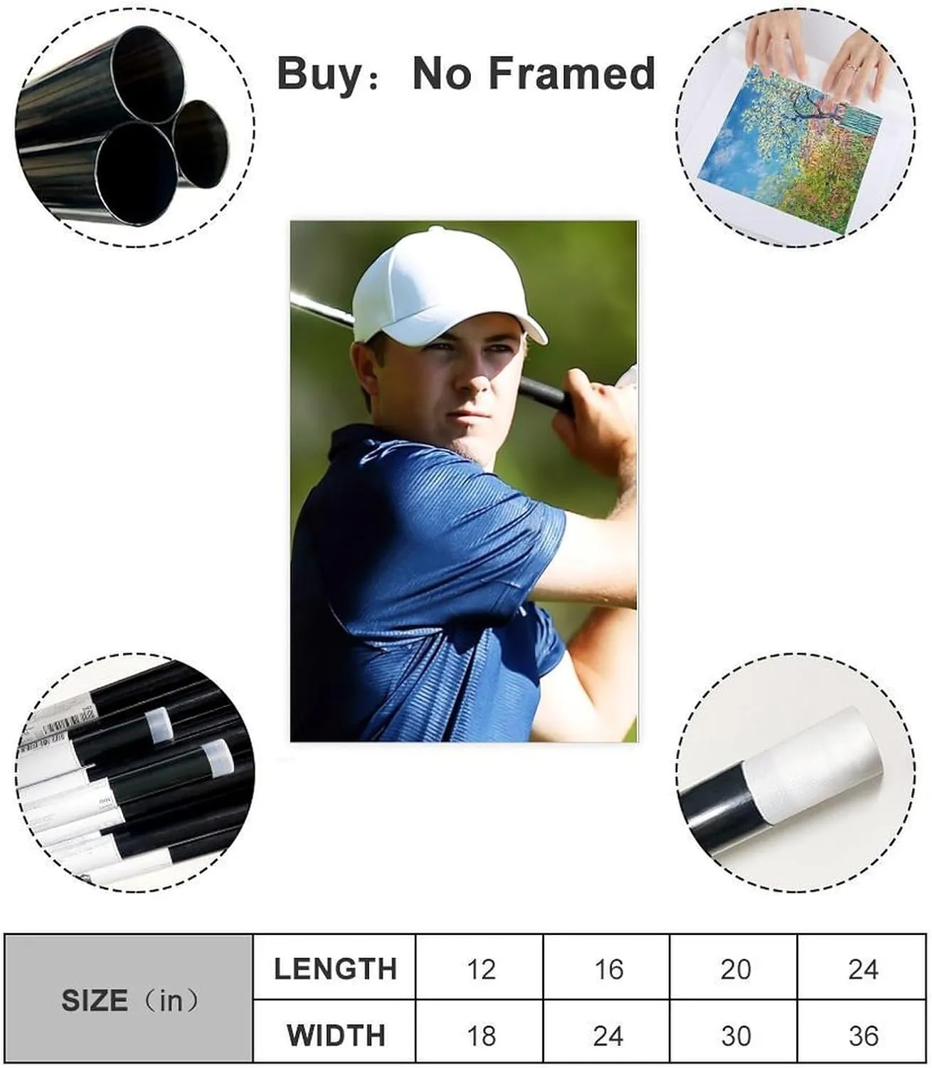 Jordan Spieth Golf Poster42 Canvas Poster Bedroom Decor Sports Landscape Office Room Decor Gift Unframe:24x36inch(60x90cm)