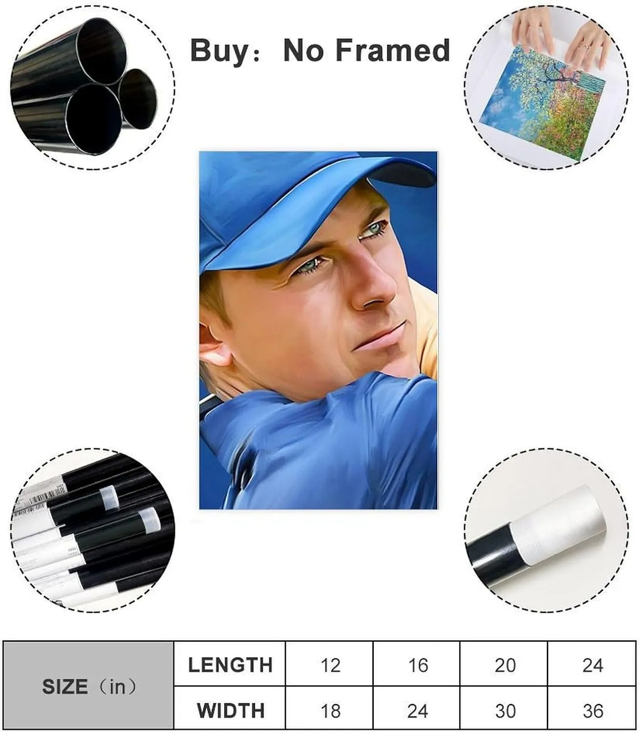 Jordan Spieth Golf Poster48 Canvas Poster Wall Art Decor Print Picture Paintings for Living Room Bedroom Decoration Unframe:24x36inch(60x90cm)