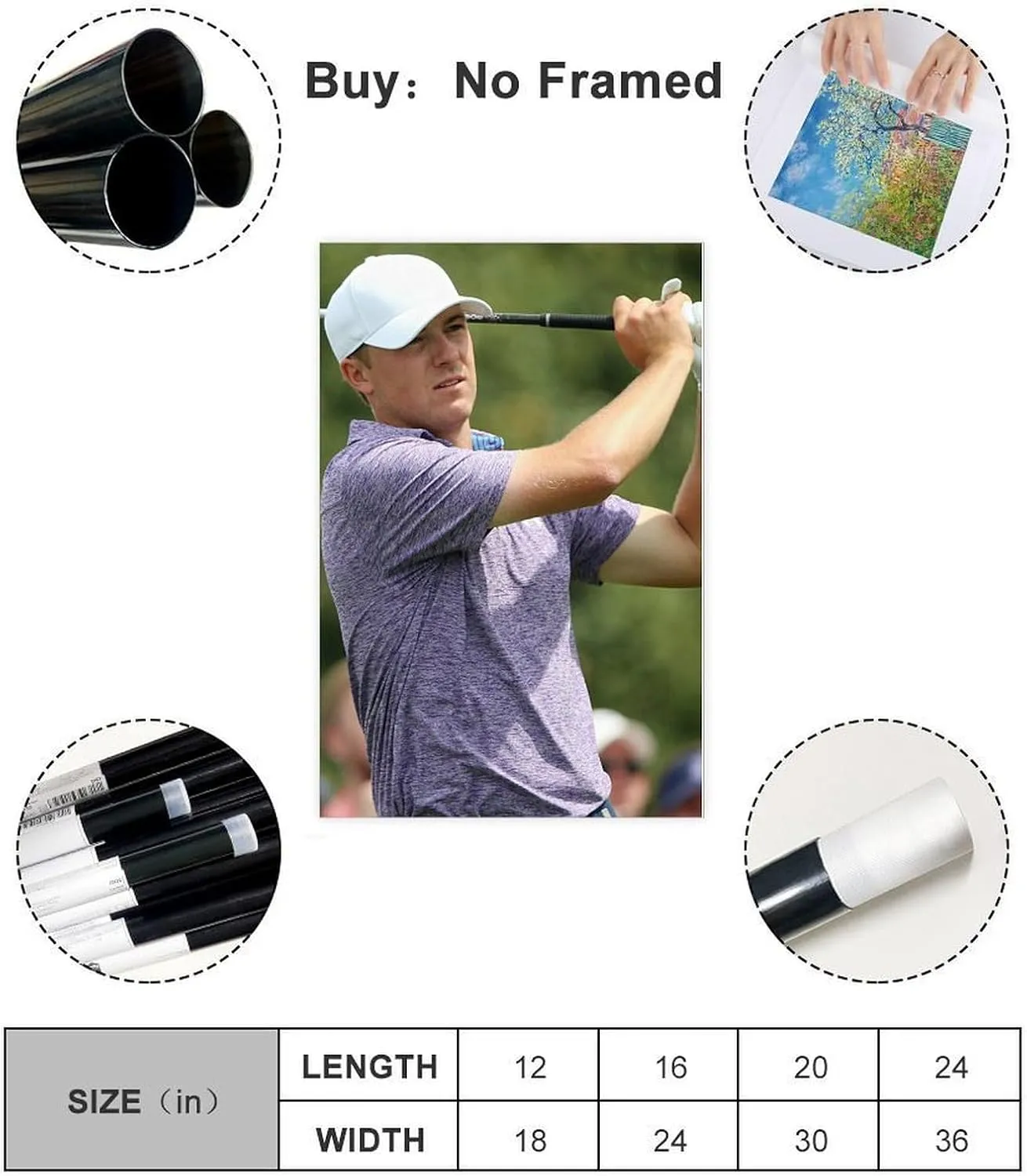Jordan Spieth Golf Poster65 Canvas Poster Bedroom Decor Sports Landscape Office Room Decor Gift Unframe:12x18inch(30x45cm)