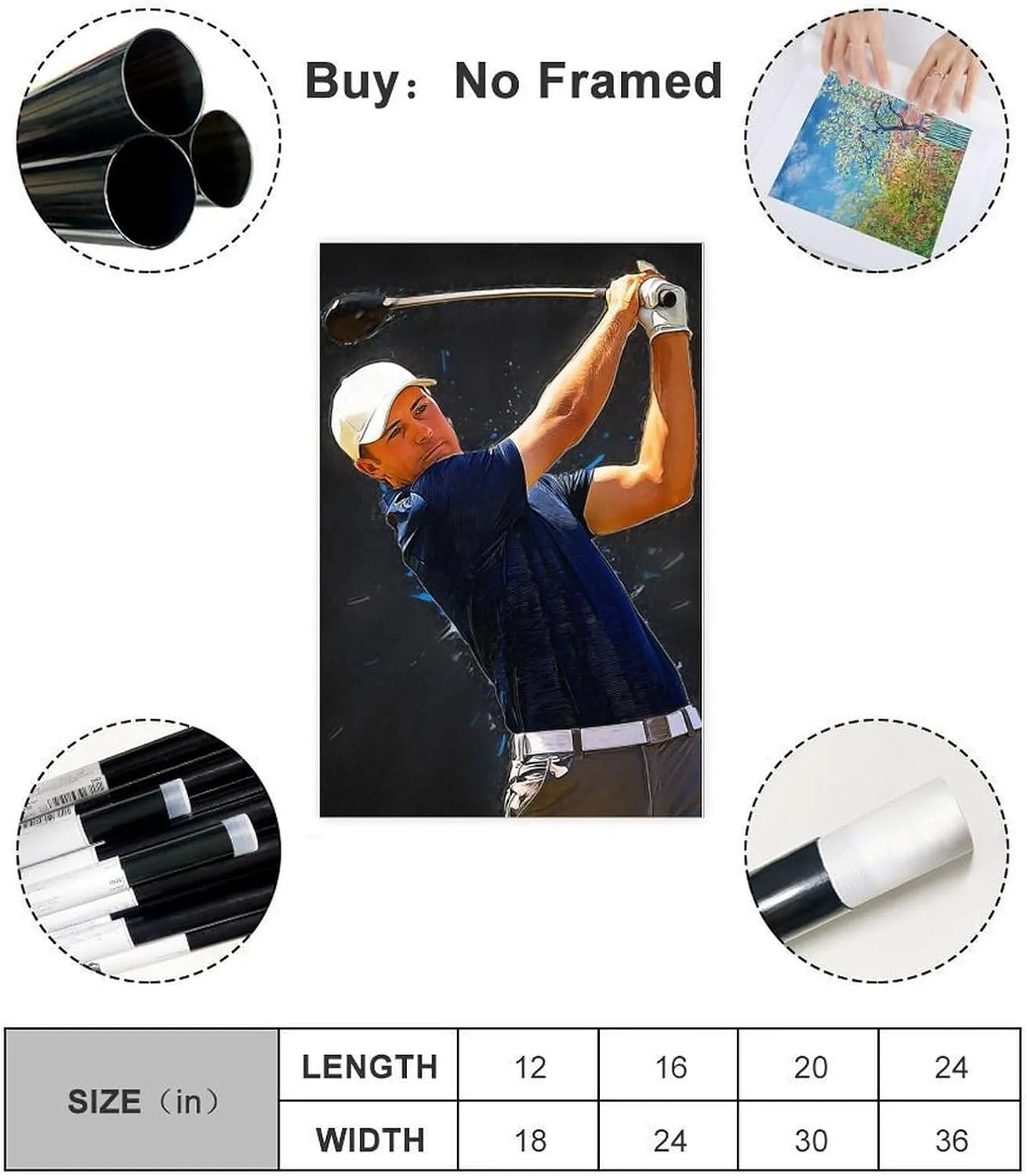 Jordan Spieth Golf Poster80 Canvas Poster Bedroom Decor Sports Landscape Office Room Decor Gift Unframe:12x18inch(30x45cm)