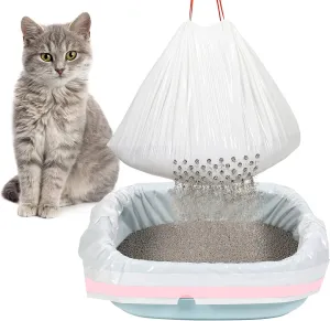Jutom 56 Count 31 x 18 Inch Sifting Cat Litter Bags Large Thick Cat Litter Box Liners with Holes Drawstring Pets Supplies