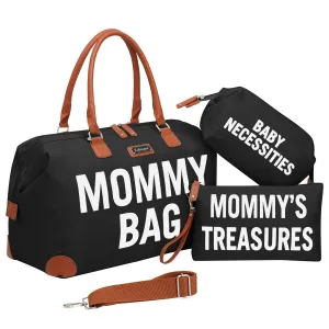 KABAQOO Mommy Bag for Hospital, Diaper Bag Tote with Changing Pad, Hospital Bags for Labor and Delivery, Large Travel Diaper Tote for Boys & Girls, Black