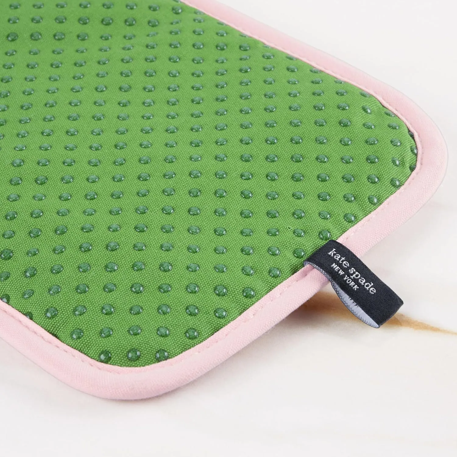 Kate Spade New York Botanical Stripe Pot Holder 2-Pack Set, 7" x 10", Green/Pink