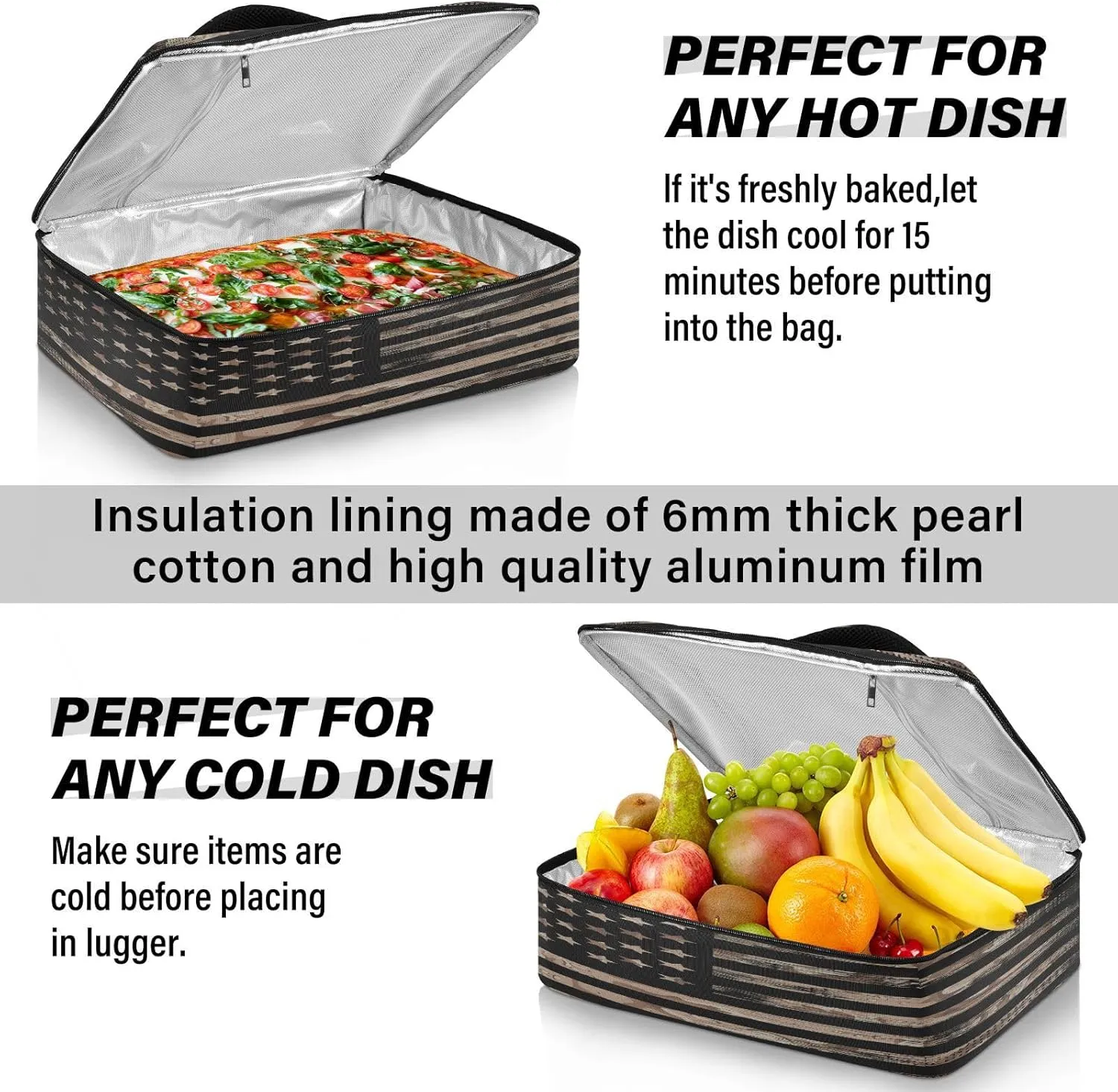 Kcldeci Insulated Casserole Carrier American Flag with Desert Camouflage Casserole Dish Carrier Bag for Hot or Cold Food Insulated Casserole Dish Carrier Thermal Tote Bag for Picnic,Cookouts,Beac