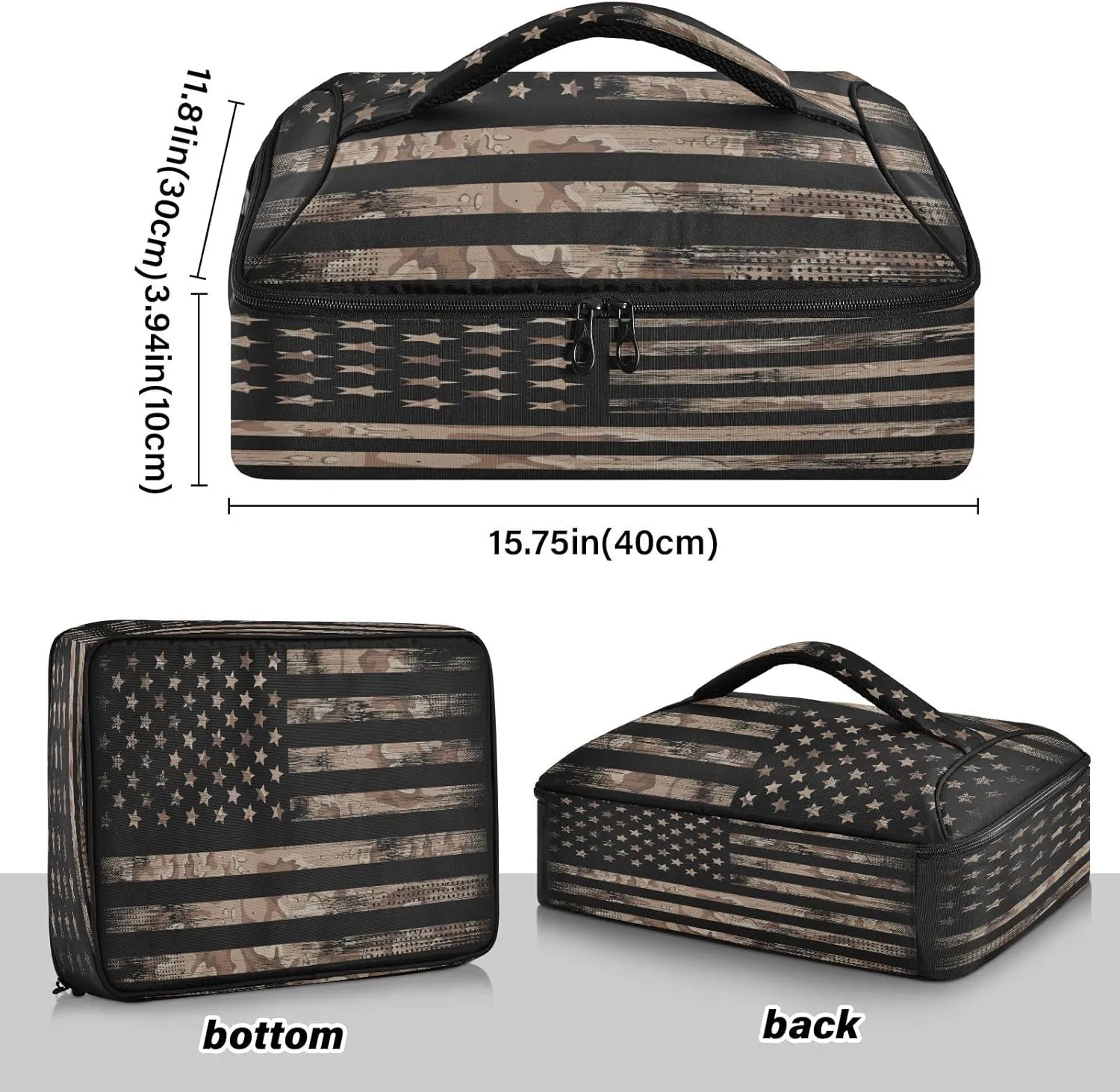 Kcldeci Insulated Casserole Carrier American Flag with Desert Camouflage Casserole Dish Carrier Bag for Hot or Cold Food Insulated Casserole Dish Carrier Thermal Tote Bag for Picnic,Cookouts,Beac