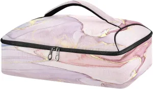 Kcldeci Insulated Casserole Carrier Pink Marble Casserole Dish Carrier Bag for Hot or Cold Food Insulated Casserole Dish Carrier Thermal Tote Bag for Picnic,Cookouts,Beac