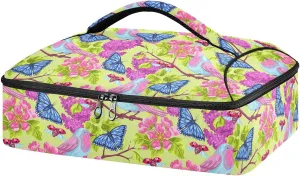 Kcldeci Insulated Casserole Dish Carrier Bag Robin Birdie and Butterfly Food Carriers for Hot or Cold Travel Potluck Parties,Picnic,Cookouts,Beach