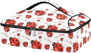 Kcldeci Insulated Thermal Food Carrier Insulated Casserole Carrier for Hot or Cold Food, Funny Insects Ladybug Insulated Tote Bag for Potluck Cookouts Parties Picnic,Lasagna Lugger