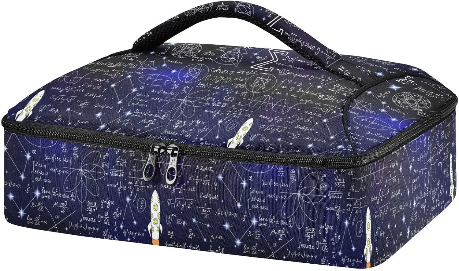 Kcldeci Insulated Thermal Food Carrier Insulated Casserole Carrier for Hot or Cold Food, Physical Formulas Rocket Plots Insulated Tote Bag for Potluck Cookouts Parties Picnic,Lasagna Lugger