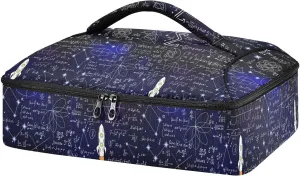 Kcldeci Insulated Thermal Food Carrier Insulated Casserole Carrier for Hot or Cold Food, Physical Formulas Rocket Plots Insulated Tote Bag for Potluck Cookouts Parties Picnic,Lasagna Lugger