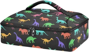 Kcldeci Insulated Thermal Food Carrier Insulated Casserole Carrier for Hot or Cold Food, Rainbow Dinosaurs Insulated Tote Bag for Potluck Cookouts Parties Picnic,Lasagna Lugger
