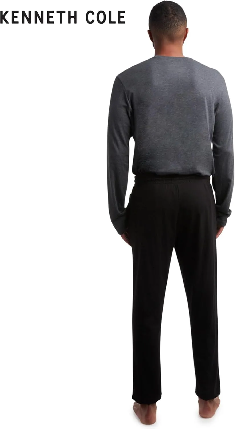 Kenneth Cole Men's Pajama Set - 2 Piece Long Sleeve Shirt and Pajama Pants, Soft Cotton Sleepwear Pj Set for Men (M-XL)