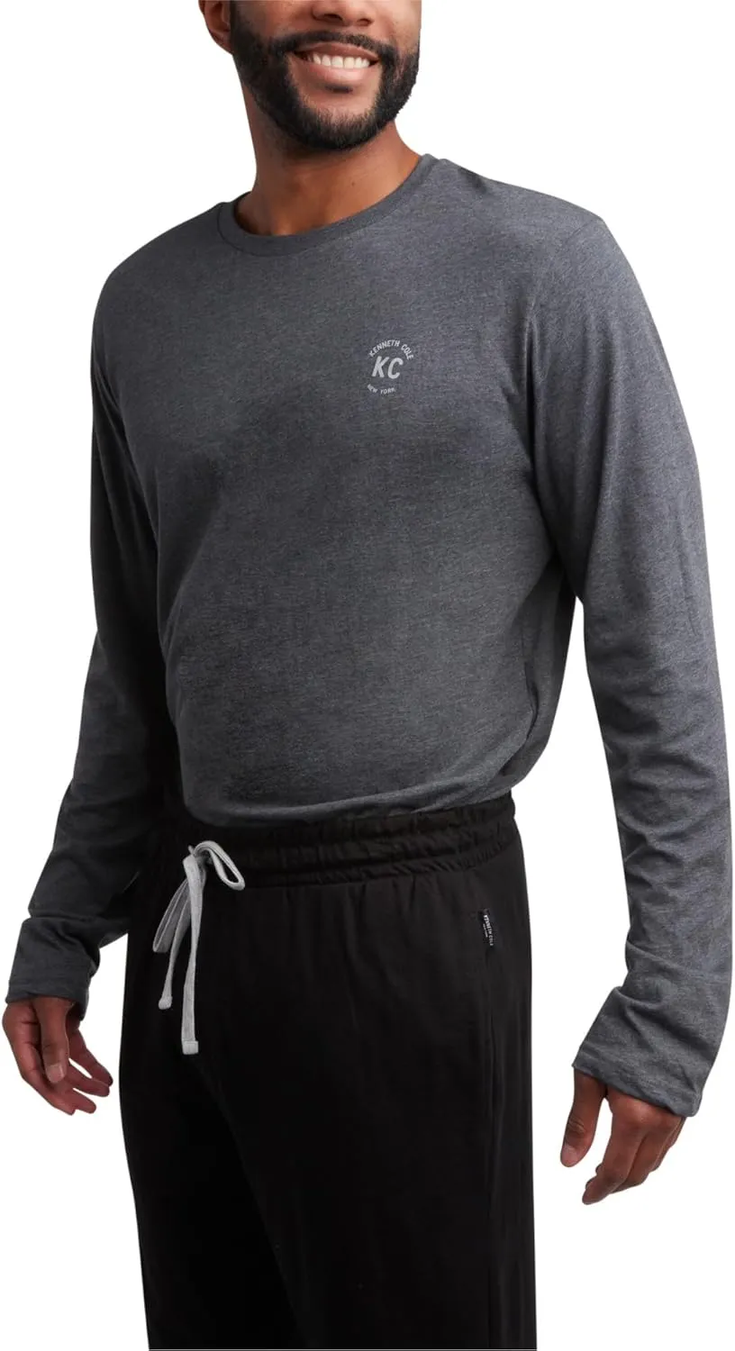 Kenneth Cole Men's Pajama Set - 2 Piece Long Sleeve Shirt and Pajama Pants, Soft Cotton Sleepwear Pj Set for Men (M-XL)