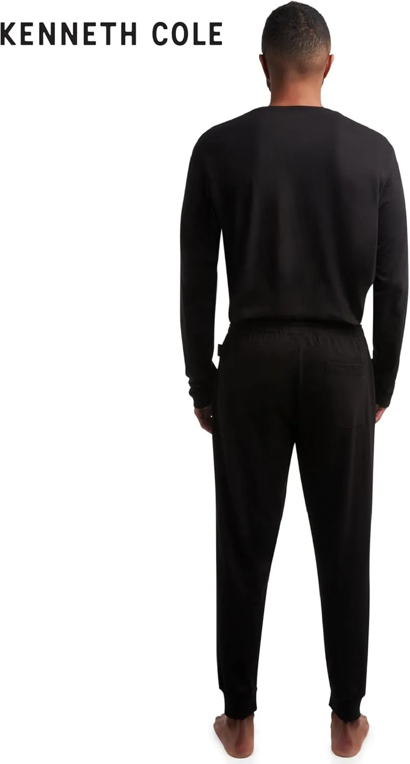 Kenneth Cole Men's Pajama Set - 2 Piece Long Sleeve Shirt and Pajama Pants, Soft Cotton Sleepwear Pj Set for Men (M-XL)