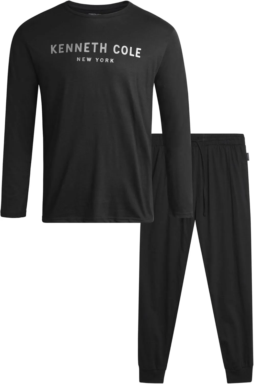 Kenneth Cole Men's Pajama Set - 2 Piece Long Sleeve Shirt and Pajama Pants, Soft Cotton Sleepwear Pj Set for Men (M-XL)