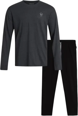 Kenneth Cole Men's Pajama Set - 2 Piece Long Sleeve Shirt and Pajama Pants, Soft Cotton Sleepwear Pj Set for Men (M-XL)
