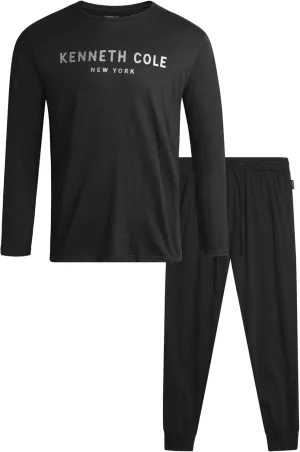 Kenneth Cole Men's Pajama Set - 2 Piece Long Sleeve Shirt and Pajama Pants, Soft Cotton Sleepwear Pj Set for Men (M-XL)