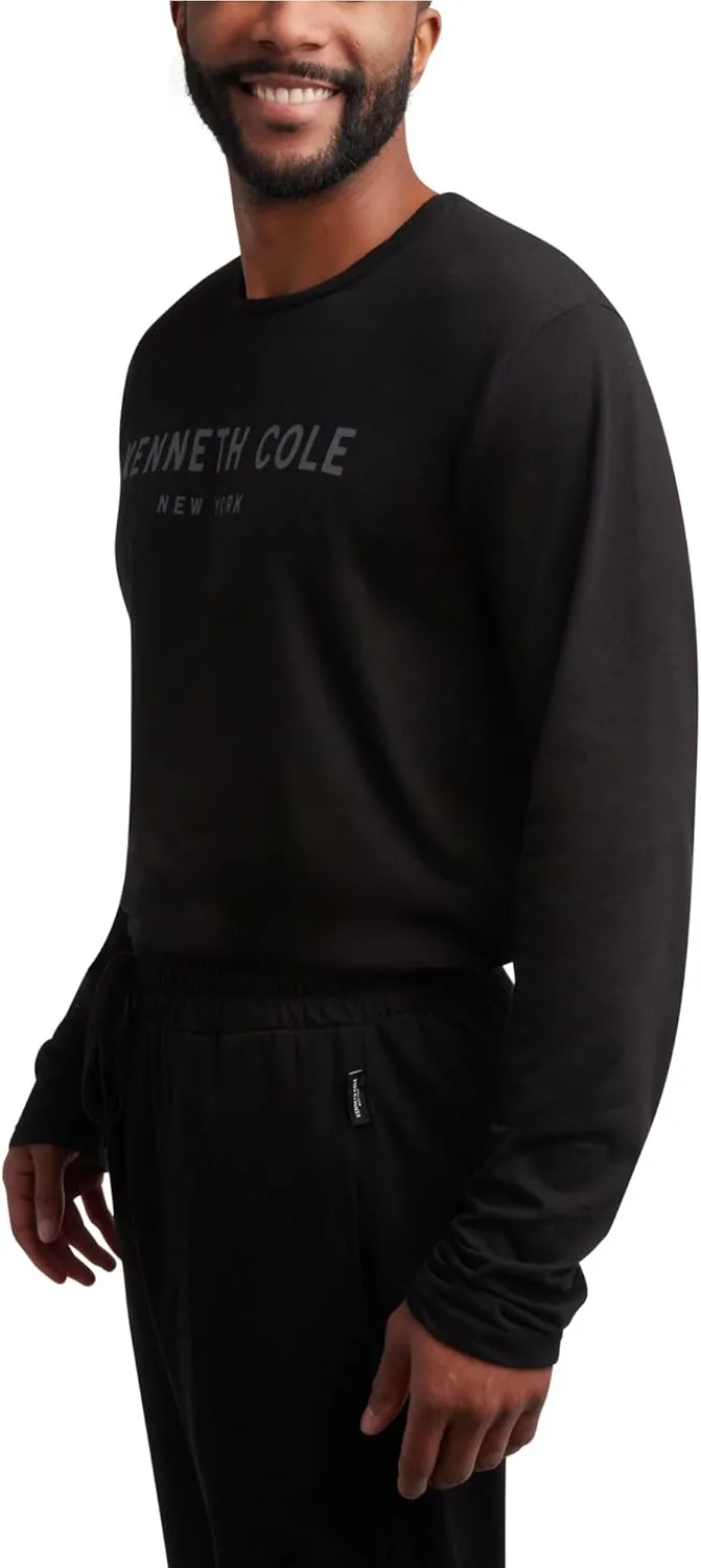 Kenneth Cole Men's Pajama Set - 2 Piece Long Sleeve Shirt and Pajama Pants, Soft Cotton Sleepwear Pj Set for Men (M-XL)