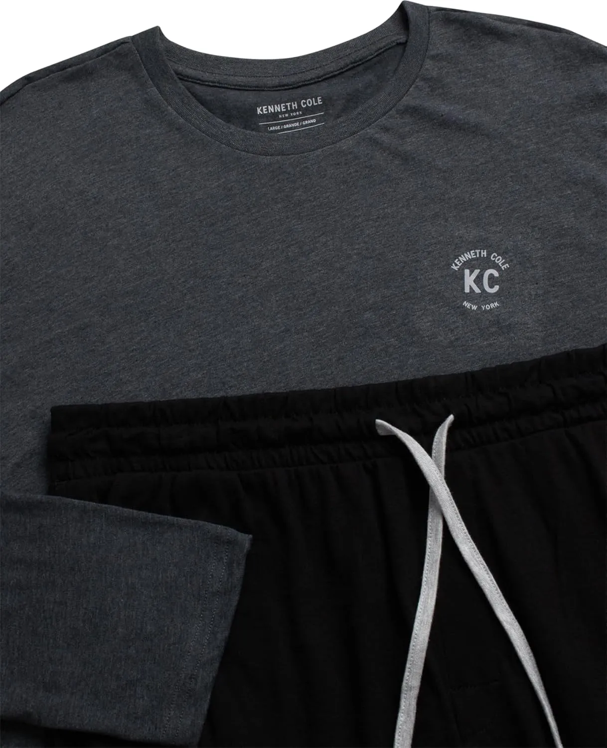 Kenneth Cole Men's Pajama Set - 2 Piece Long Sleeve Shirt and Pajama Pants, Soft Cotton Sleepwear Pj Set for Men (M-XL)