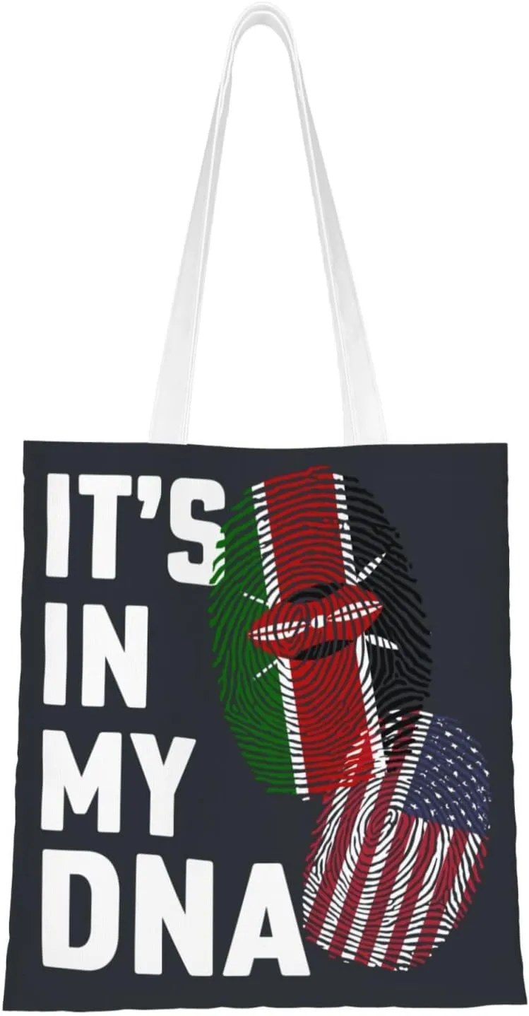 Kenya It's in My DNA Tote Bag for Women Canvas Shopping Bags Reusable Beach Bag Grocery Bags Tote Shoulder Bag Gift Bags