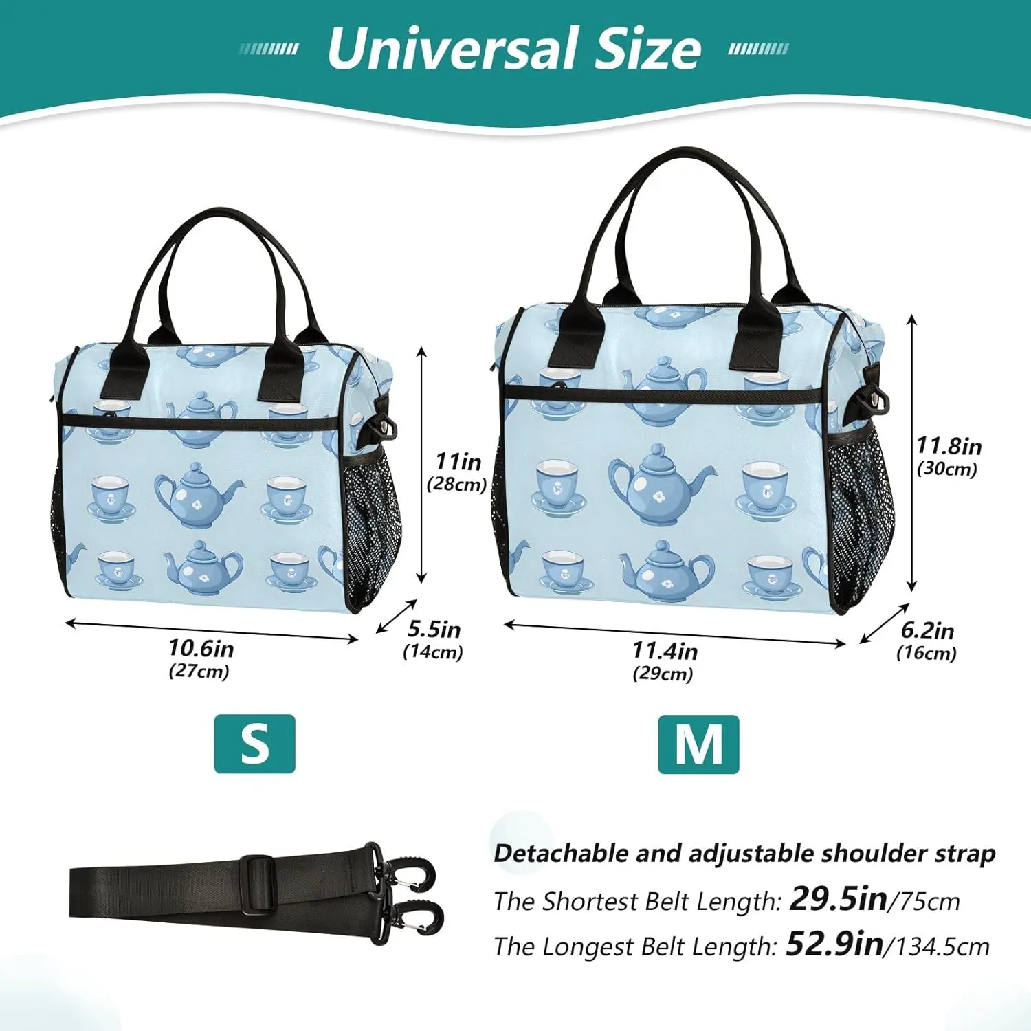 Kettle Insulated Lunch Bag for Women Cooler Tote Bag Organizer with Adjustable Shoulder Strap Reusable Lunch Box