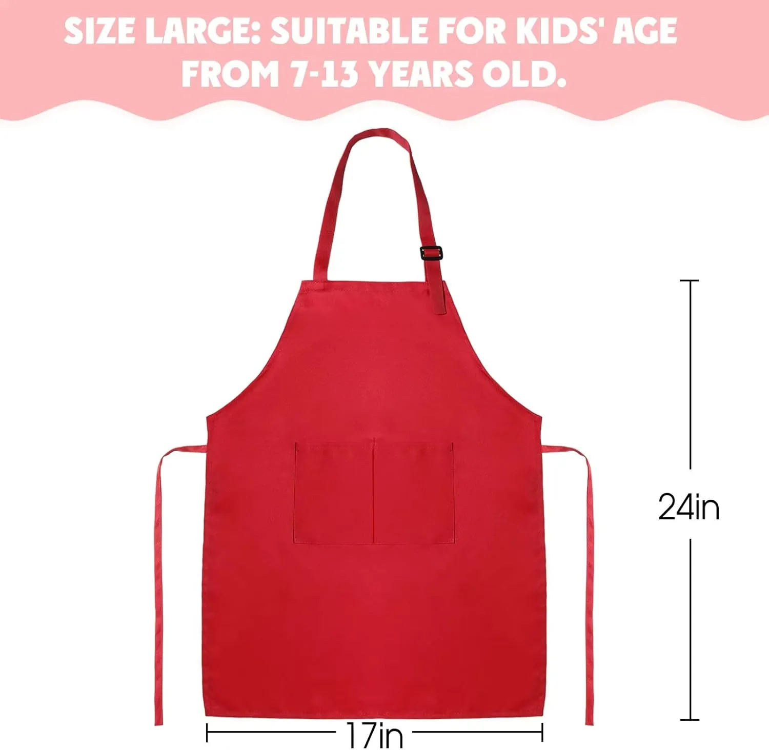 Kids Apron and Chef Hat Set - 8 Pieces Adjustable Child Aprons with Pockets for Kitchen Cooking Baking Painting