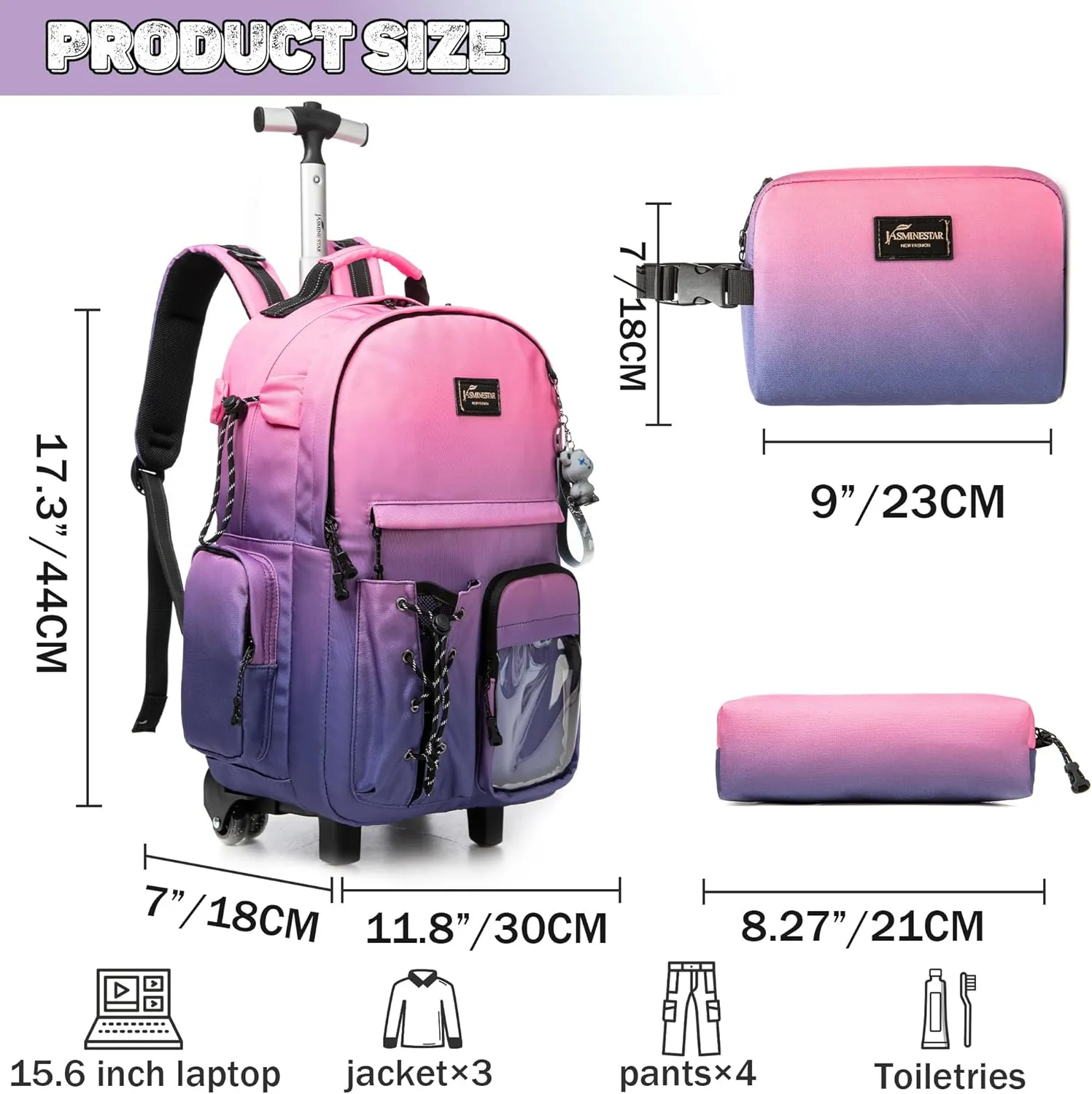 Kids Backpack with Wheels Kids Rolling Backpack Suitcase Carry on Luggage Backpack with Wheels for Teens Boys Girls Rolling Backpack for Elementary Middle High School Students