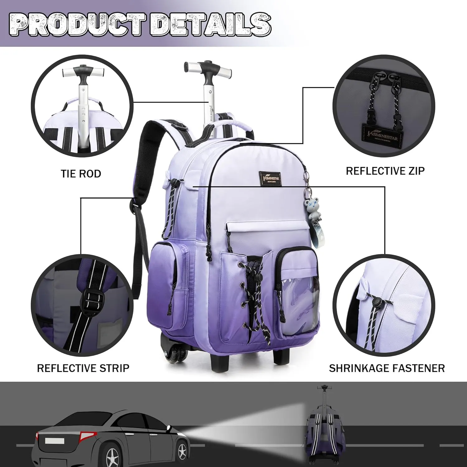 Kids Backpack with Wheels Kids Rolling Backpack Suitcase Carry on Luggage Backpack with Wheels for Teens Boys Girls Rolling Backpack for Elementary Middle High School Students