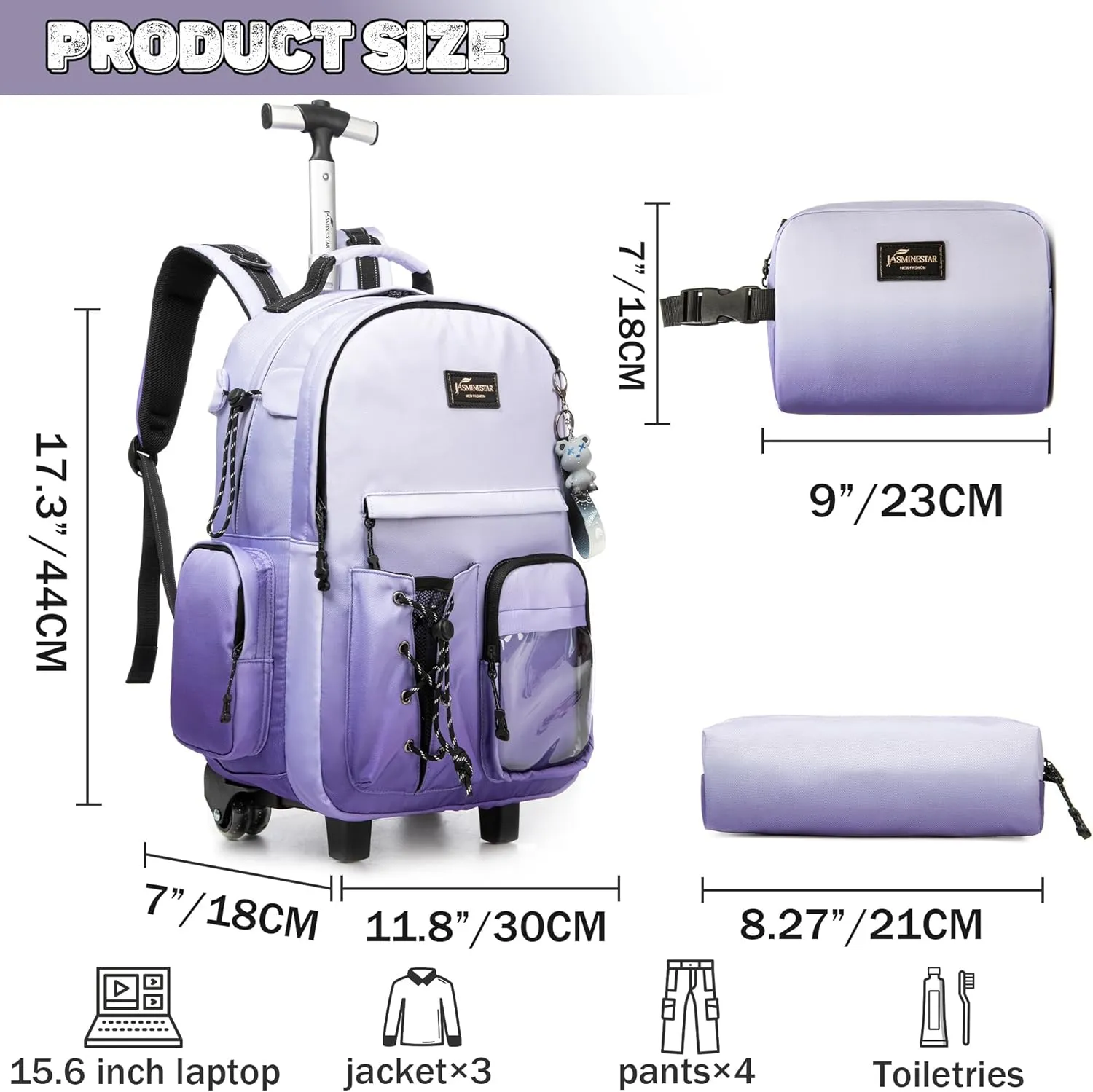 Kids Backpack with Wheels Kids Rolling Backpack Suitcase Carry on Luggage Backpack with Wheels for Teens Boys Girls Rolling Backpack for Elementary Middle High School Students