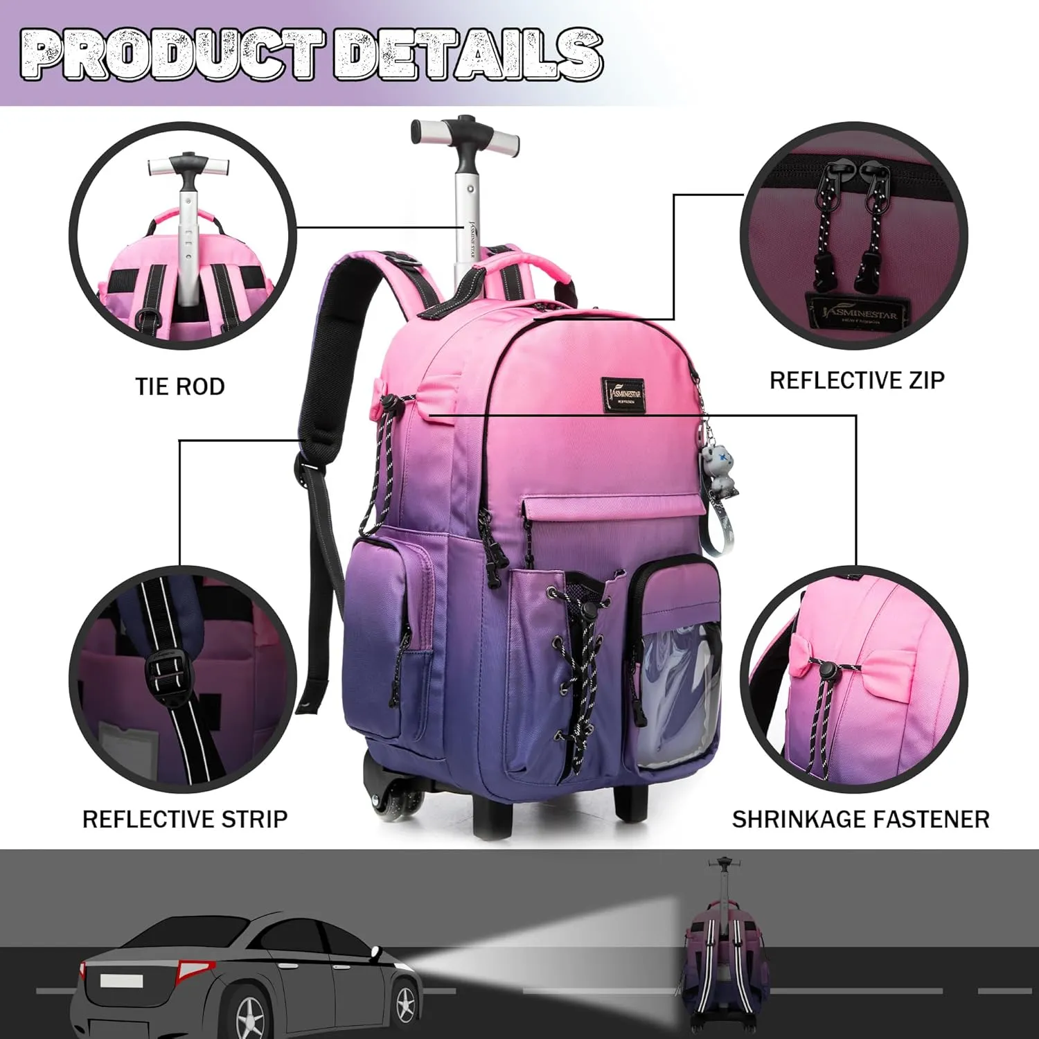 Kids Backpack with Wheels Kids Rolling Backpack Suitcase Carry on Luggage Backpack with Wheels for Teens Boys Girls Rolling Backpack for Elementary Middle High School Students