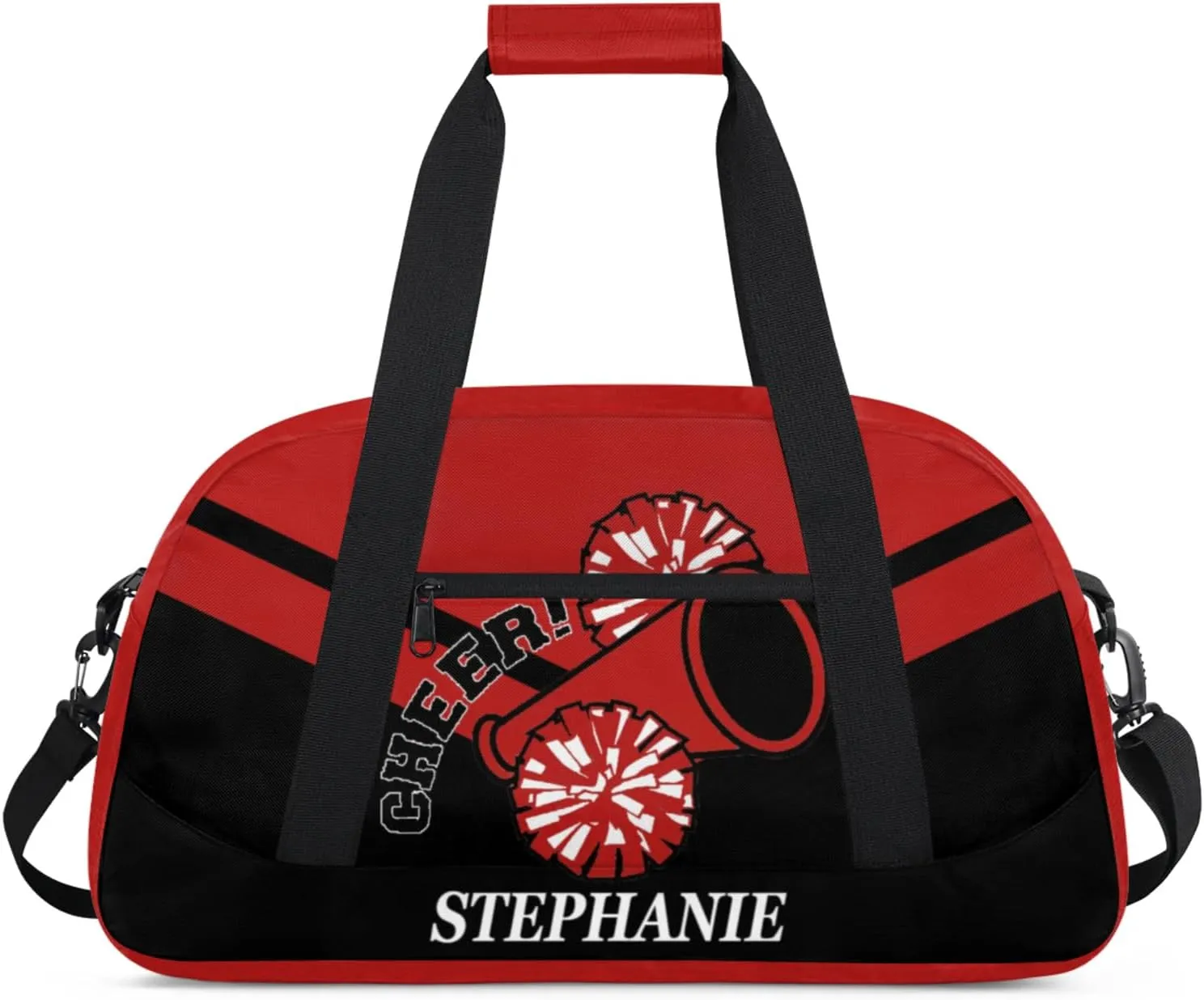 Kids Duffle Bag Personalized Gym Bag Overnight Bags, Ideal for Travel and Sports, Suitable for Men Women for Gym, Dance, Yoga, Durable Waterproof Sport Overnight Handbags Cheerleader Red