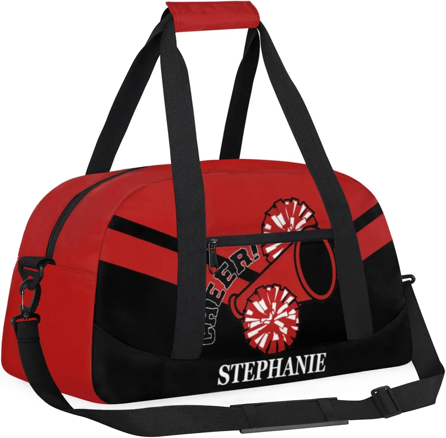 Kids Duffle Bag Personalized Gym Bag Overnight Bags, Ideal for Travel and Sports, Suitable for Men Women for Gym, Dance, Yoga, Durable Waterproof Sport Overnight Handbags Cheerleader Red