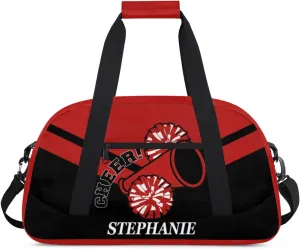 Kids Duffle Bag Personalized Gym Bag Overnight Bags, Ideal for Travel and Sports, Suitable for Men Women for Gym, Dance, Yoga, Durable Waterproof Sport Overnight Handbags Cheerleader Red