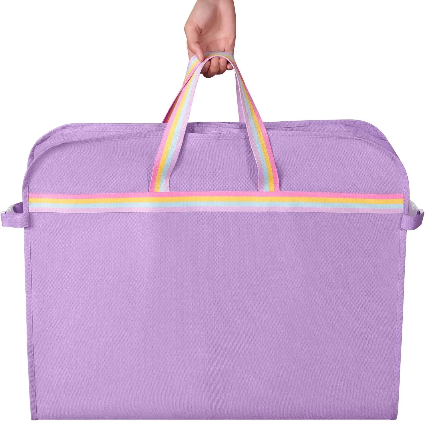 Kids Garment Bags for Dance Costumes, 40" Dance Costume Garment Bag for Dance Competition with Multi Pockets and Rainbow Handles Perfect for Dance Recitals and Practice, Purple