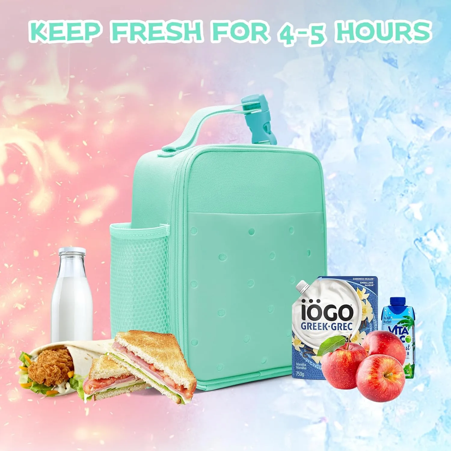Kids Insulated Lunch Bag - Durable, Double-Insulated Cooler for Ages 3 ; Holds Lunch Box, Water Bottle & Snacks; Easy-Clean Fabric, Zippered Pockets, & Customizable Design for School & Travel