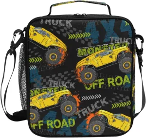 Kids Lunch Box Boys Girls Insulated Lunch Cooler Bag Truck Car Trace Of Tire Reusable Lunch Tote Kit for School Travel