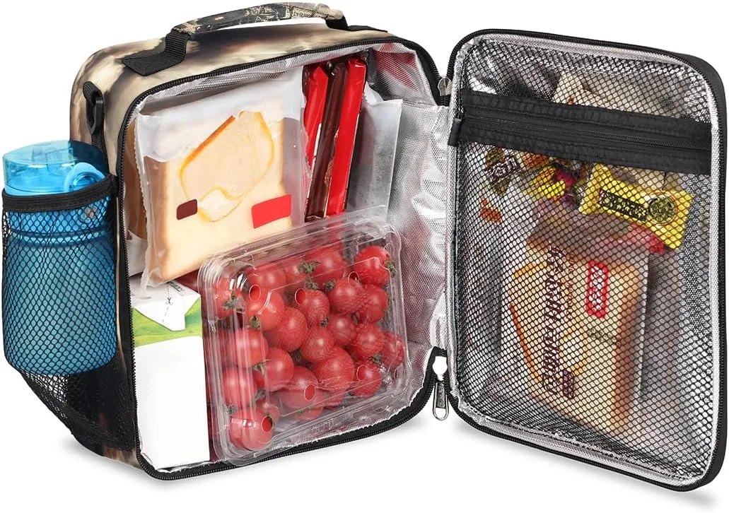 Kids Lunch Box, Retro Steam Train,Train Pattern Insulated Lunch Bag Cooler Tote with Adjustable Shoulder Straps for School Work Picnic