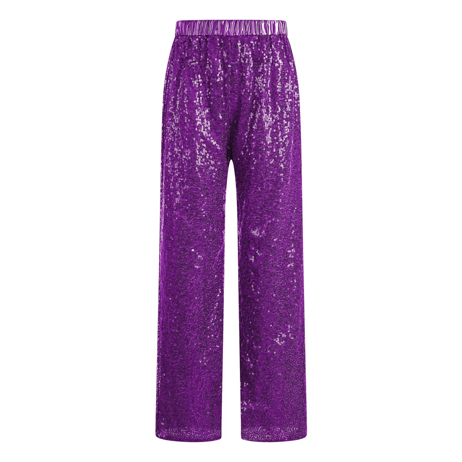 Kids Sequin Jazz Dance Costume Set: Mesh Crop Top & Wide-Leg Pants for Ballroom Ballet Performance