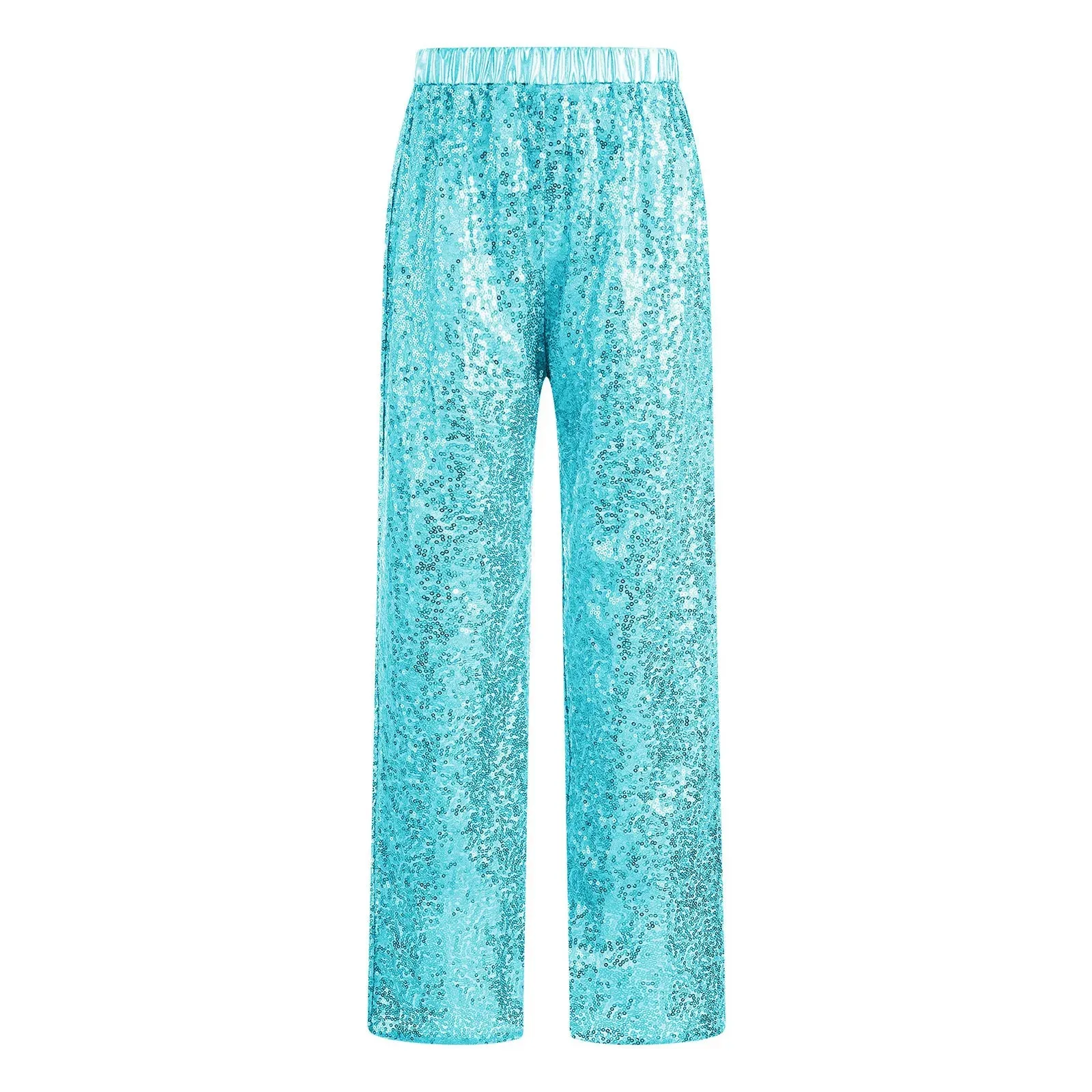 Kids Sequin Jazz Dance Costume Set: Mesh Crop Top & Wide-Leg Pants for Ballroom Ballet Performance