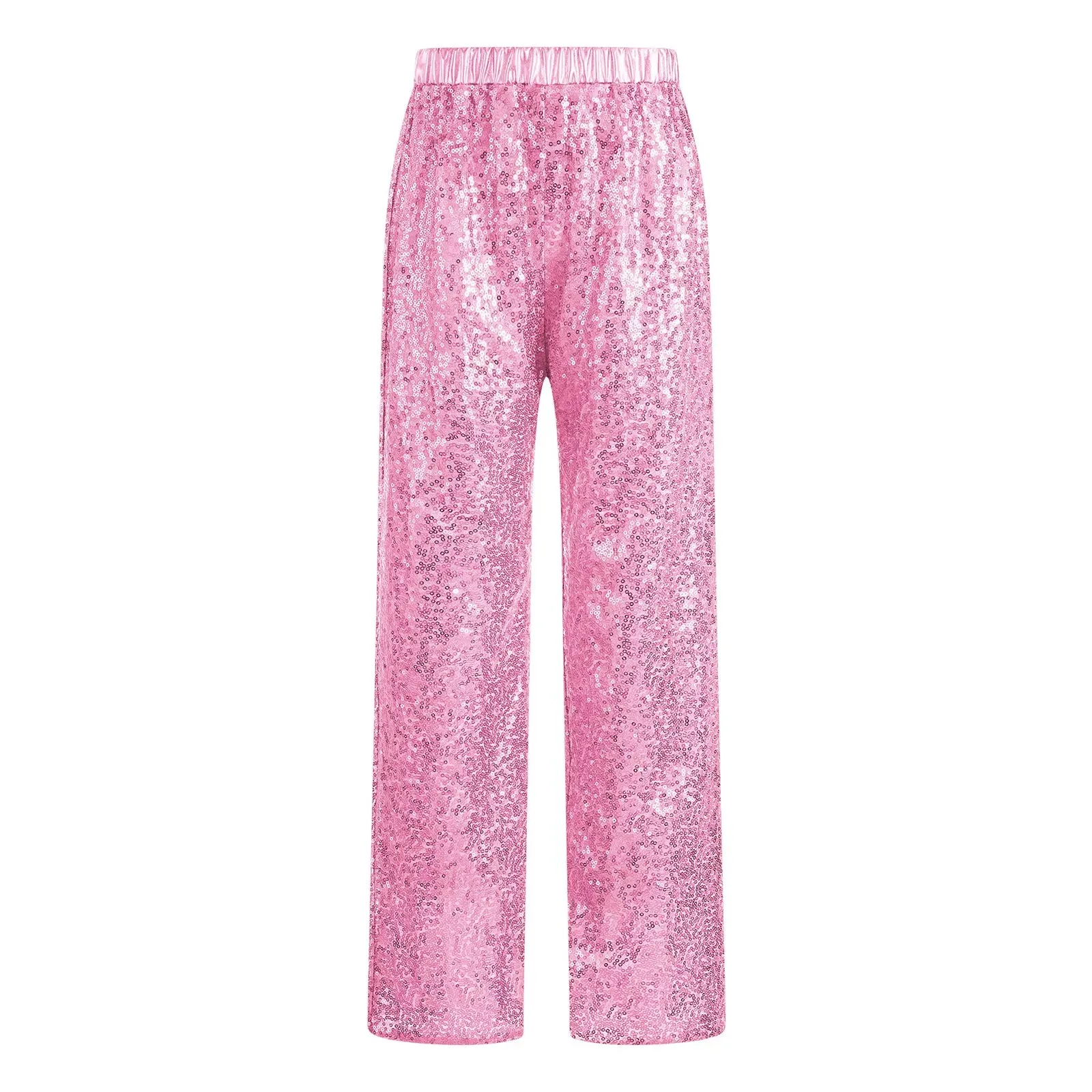 Kids Sequin Jazz Dance Costume Set: Mesh Crop Top & Wide-Leg Pants for Ballroom Ballet Performance