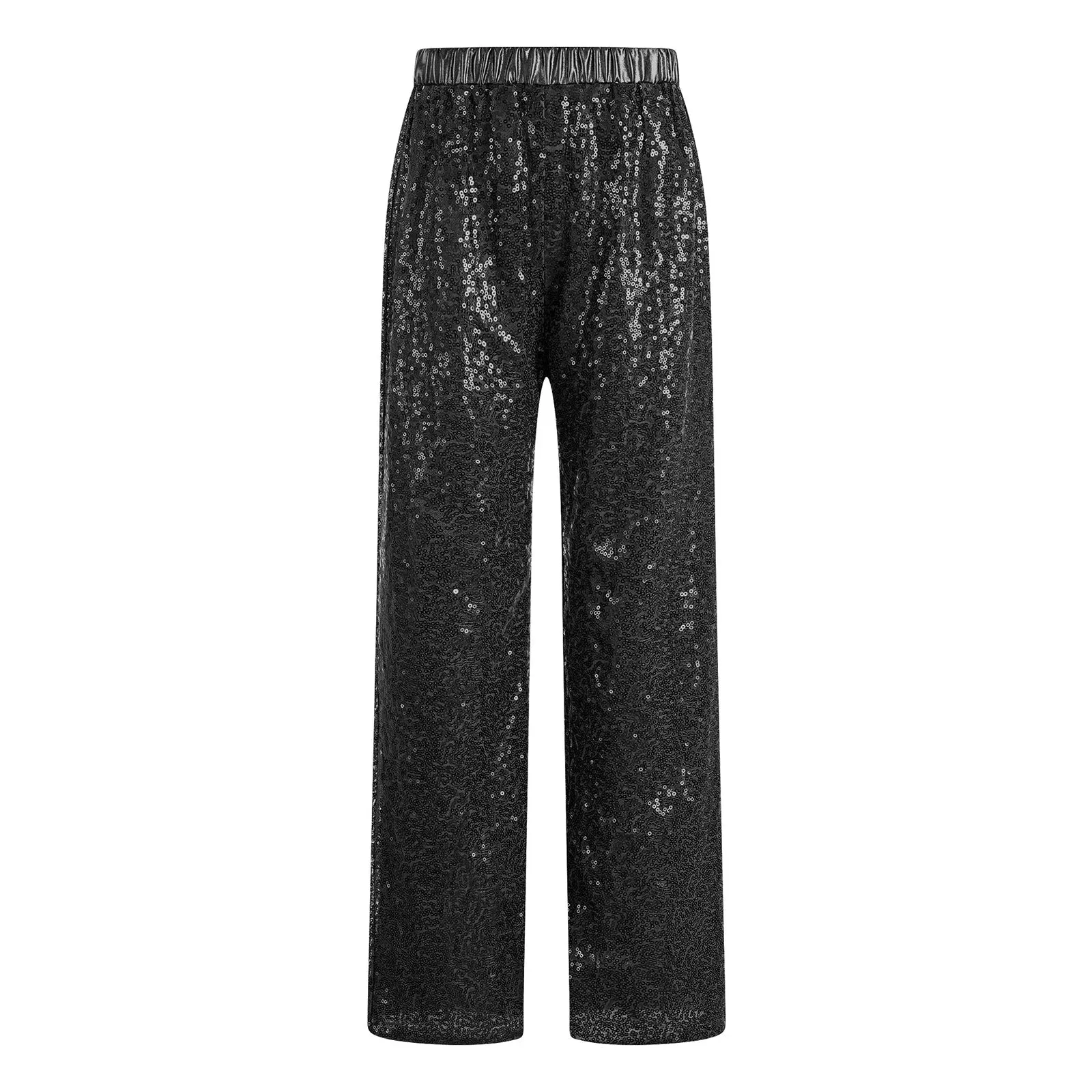 Kids Sequin Jazz Dance Costume Set: Mesh Crop Top & Wide-Leg Pants for Ballroom Ballet Performance