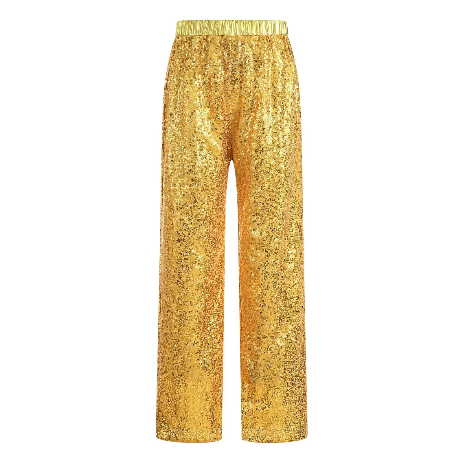 Kids Sequin Jazz Dance Costume Set: Mesh Crop Top & Wide-Leg Pants for Ballroom Ballet Performance