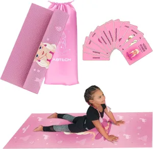 Kids Yoga Mat Set for Boys & Girls - Doll, Unicorn, Mermaid, Panda, Dinosaur and UnderWater - Chemical Free - Non-Toxic - Non-Slip - 60 X 24 X 0.2 Inches - w/ 12 Yoga Cards - Cute Carrier Bag - Ages 3-12