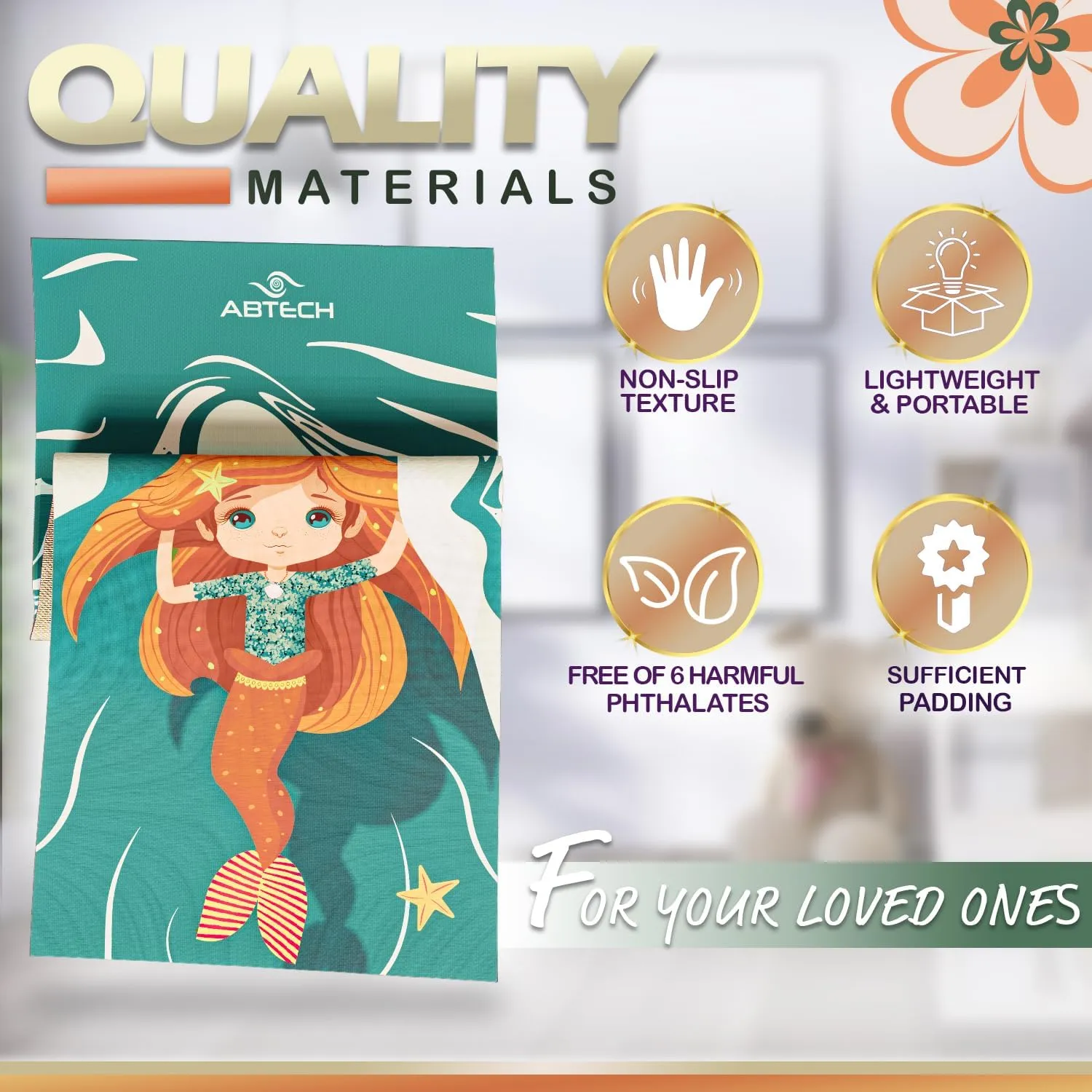 Kids Yoga Mat Set for Boys & Girls - Doll, Unicorn, Mermaid, Panda, Dinosaur and UnderWater - Chemical Free - Non-Toxic - Non-Slip - 60 X 24 X 0.2 Inches - w/ 12 Yoga Cards - Cute Carrier Bag - Ages 3-12
