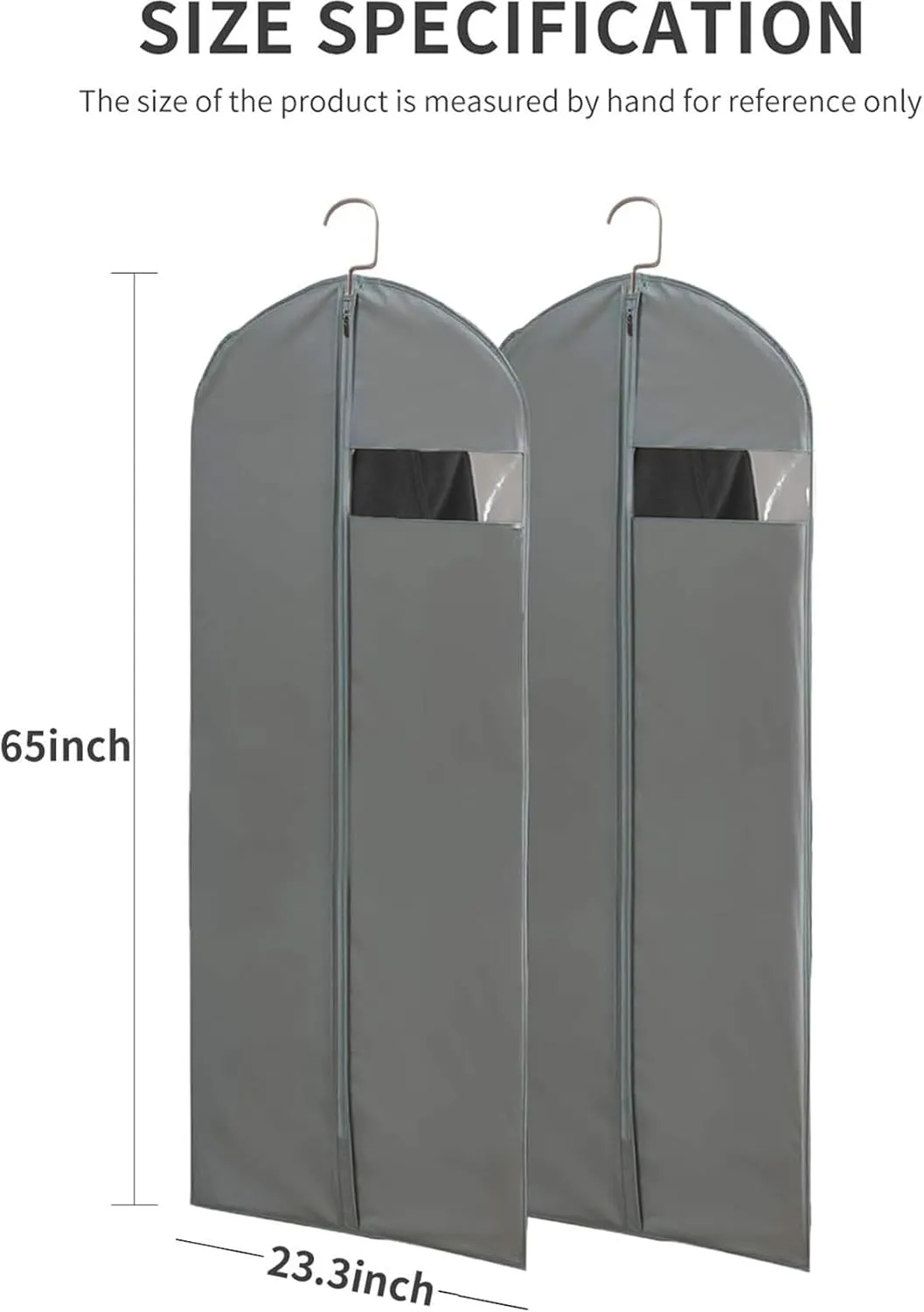Kimmama Long Garment Bags for Hanging Clothes, Dress Bags for Gowns, Garment Protector Cover for Hanging Wedding Dress, Suit, Dance Costumes, Coat, Brides Maids Dress, 23.6" x 65"
