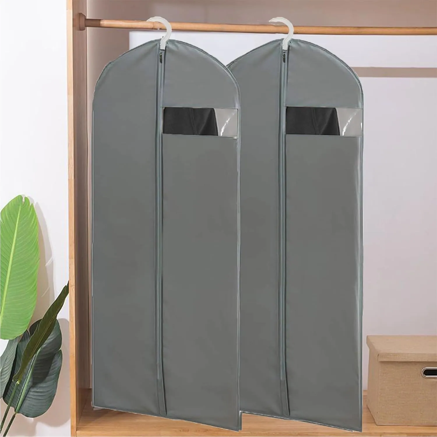 Kimmama Long Garment Bags for Hanging Clothes, Dress Bags for Gowns, Garment Protector Cover for Hanging Wedding Dress, Suit, Dance Costumes, Coat, Brides Maids Dress, 23.6" x 65"