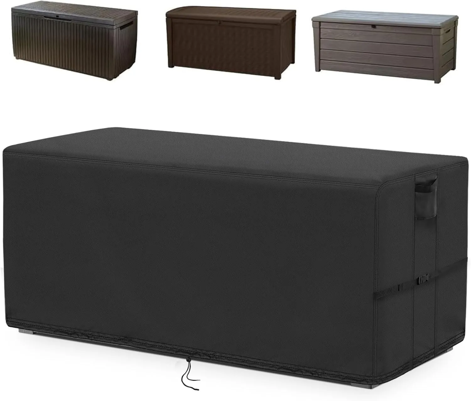 Kingling Deck Box Cover, Outdoor Storage Box Cover for 260 Gallon Deck Box, Waterproof Outside Patio Storage Bench Deck Boxes Covers Black (70" L x 33" W x 33" H)