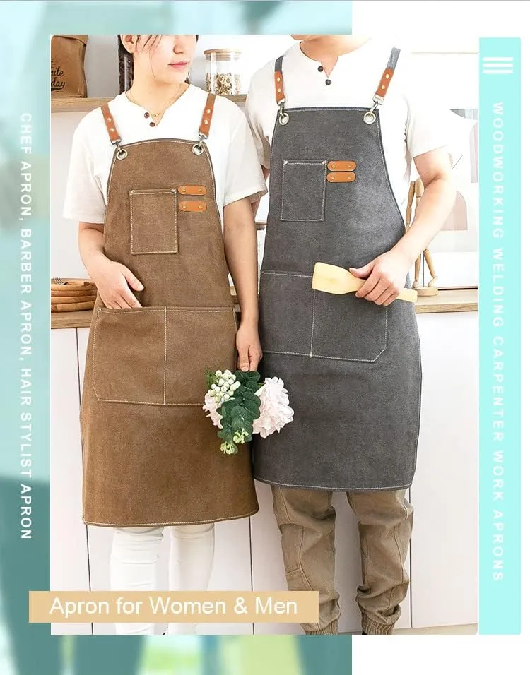 Kitchen Chef Apron 6 Pockets Grey HLC062