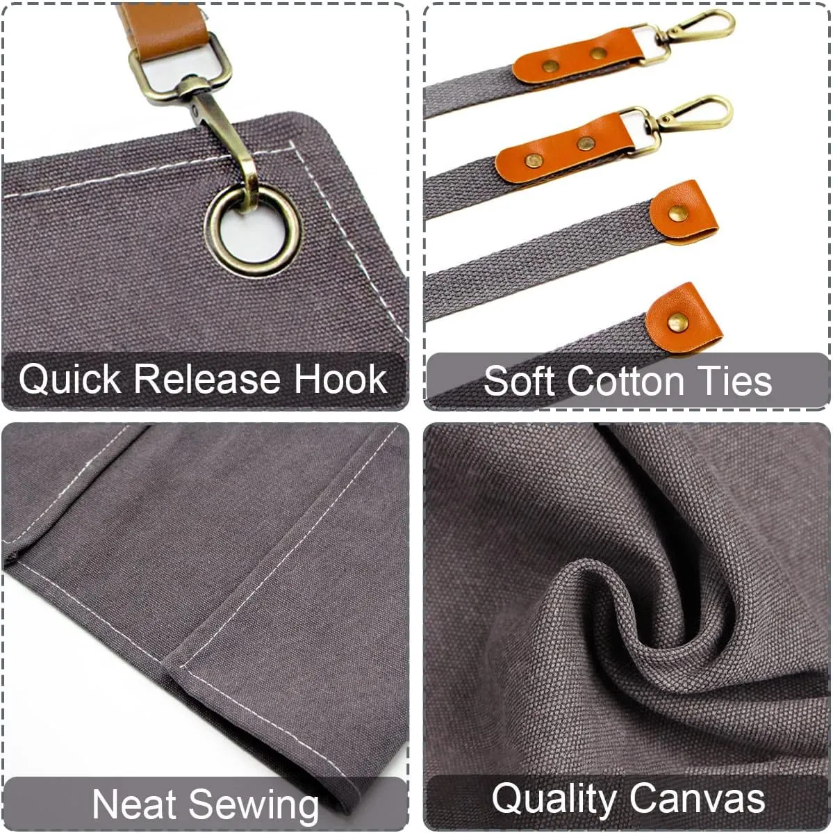 Kitchen Chef Apron 6 Pockets Grey HLC062